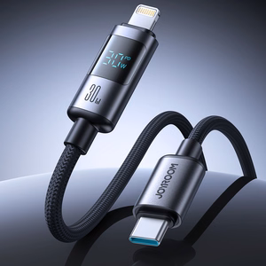 Joyroom S-A16 Pro Prism serijos 30W USB-C - Lightning kabelis su ekranu 1,2 m - juodas