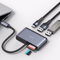 USAMS adapteris HUB 5w1 USB 2.0/USB 3.0/ USB-C/TF/SD tamsiai pilkas SJ628HUB01 (US-SJ628)