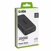 Išorinė baterija SBS TTBB20000PD20K 20000 mAh 20W PD USB-C, USB-A, Micro-USB - juoda
