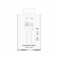 Puro 10W TPE USB-A - USB-C kabelis 2m - baltas