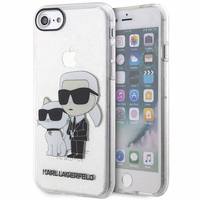 Karl Lagerfeld KLHCI8HNKCTGT iPhone 7/8/ SE 2020 / SE 2022 permatomas kietas dėklas Blizgučiai Karl&Choupette