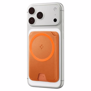 Spigen Valentinus MagFit+ magnetinis „MagSafe“ kortelių dėklas telefonui – oranžinis