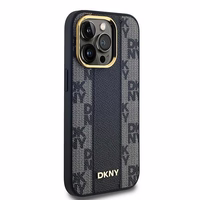 DKNY Odinis langeliais raštuotas magnetinis dėklas iPhone 14 Pro Max - juodas