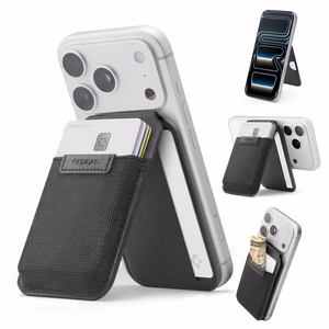 Spigen Slim Fold S314-4 magnetinis „MagSafe“ kortelių dėklas telefonui – juodas