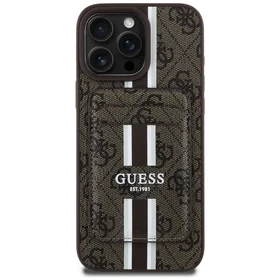 Guess 4G Stripes dėklas su Magnetinė pinigine iPhone 16 Pro Max - rudas