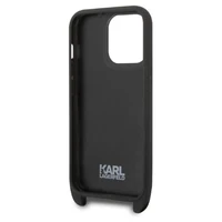 Karl Lagerfeld KLHCP14LSTMMK iPhone 14 Pro 6.1" kietasis dėklas juodas/juodas Monograminė Plokštelė Logotipas Dirželis