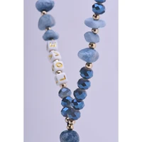 LOVE telefono dirželis, pakabukas / virvelės ilgis 44 cm (22 cm kilpoje) / ant rankos – šviesiai mėlynas