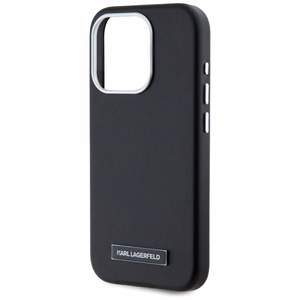 Karl Lagerfeld FW Metal Plate Magnetinis iPhone 15 Pro dėklas - juodas