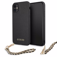 Guess Saffiano Chain dėklas telefonui iPhone 11 6.1" / Xr - Juodas