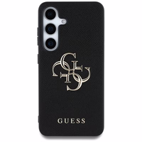 Guess Grained Big 4G Logo Small Classic Logo dėklas telefonui Samsung Galaxy S25 Plus juodas