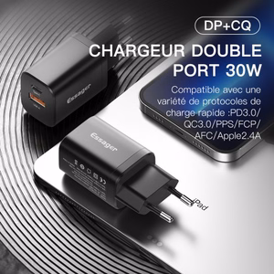 Įkroviklis Essager Journey juodas 30W (PD / QC3.0)