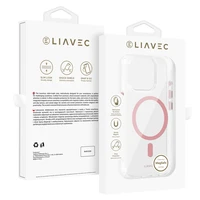 Liavec Blizgus Magnetinis Skaidrus dėklas telefonui Iphone 16 Pro rožinė