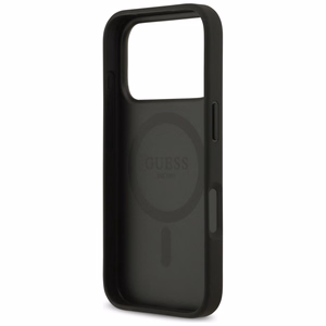 Guess Grained Flowers Classic Logo MagSafe чехол iPhone 17 Pro - черный