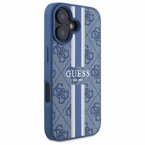 Guess 4G Spausdintos Juostos Magnetinis Dėklas telefonui iPhone 16 - mėlynas