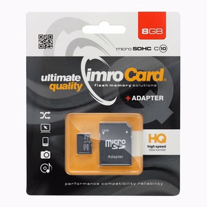 Imro atminties kortelė 8GB microSDHC cl. 10 + adapteris
