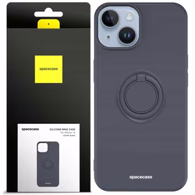 Spacecase Silikoninis dėklas su žiedu iPhone 14 juodas
