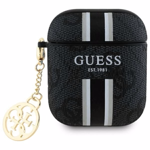 Guess GUA2P4RPSK AirPods 1/2 dėklas juodas/juodas su 4G raštais ir pakabuku