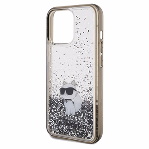 Karl Lagerfeld Liquid Glitter Choupette dėklas telefonui iPhone 13 Pro / 13 - permatomas