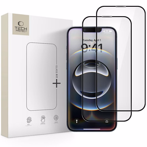 Tech-Protect Glass Fit+ 2 dalių grūdinto stiklo apsauginis stiklas iPhone 16e / 14 / 13 Pro / 13, juodas