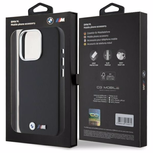 BMW M lygus pilnai apvyniotas metalinis magnetinis dėklas iPhone 16 Pro - juodas