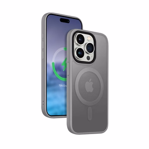 Crong Hybrid Frost MAG Cover dėklas, skirtas iPhone 15 Pro, suderinamas su MagSafe, pilkas