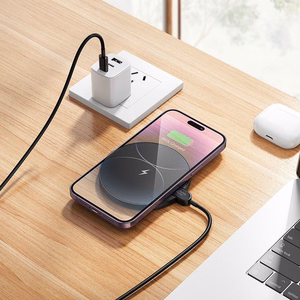 Belaidis įkroviklis Hoco 15W su USB-C kabeliu ir skaitmeninė indikacija CW62 juoda spalva