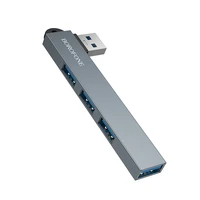 "Borofone" adapteris HUB FH1 4 in 1 - USB į 3xUSB 2.0 + USB 3.0 - pilkas