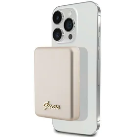 Guess Magnetinė Metalinis Script Logotipas indukcinė išorinė baterija 15W 5000mAh - auksinė