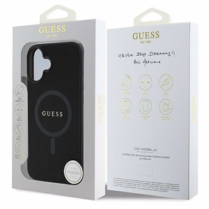 Dėklas telefonui Guess Saffiano Klasikinis Logotipas MagSafe iPhone 16 Plus - juodas