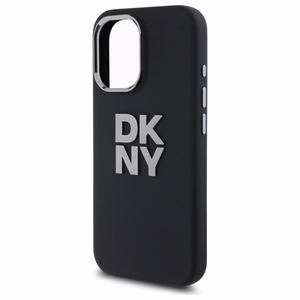 DKNY Liquid Silicone Metal Logo dėklas telefonui iPhone 16 - juodas