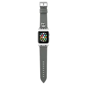 KARL LAGERFELD silikoninis laikrodžio dirželis APPLE Watch KLAWLOKHG (SAFFIANO KH 42 / 44 mm) sidabrinis
