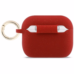 Guess Silikoninis Glitter Ring Dėklas for AirPods Pro 3 - raudonas and Glitter