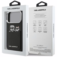 "Karl Lagerfeld Karl & Choupette Print & Pocket Case" dėklas "iPhone 17 Pro Max" - juodas