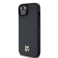 DKNY Odinis raštas metalinis logotipas Magnetinis dėklas iPhone 15 / 14 / 13 - juoda