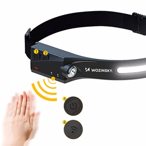 Wozinsky WLC-1200 350lm CREE LED Headlamp IPX4 with Motion Sensor - Black