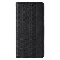 Magnetinis dėklas telefonui Samsung Galaxy S22+ (S22 Plus) su dirželiu, pinigine ir mažu pakabuku - juodas