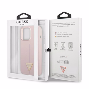 Guess silikoninis trikampio formos dėklas telefonui iPhone 13 Pro / 13 6.1 - violetinis