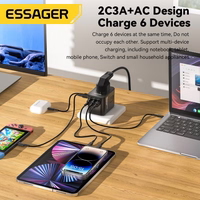 Įkroviklis Essager "Travel Global 1" juodas 35W (2xPD / 3xQC3.0) (tinka EU / US / UK)