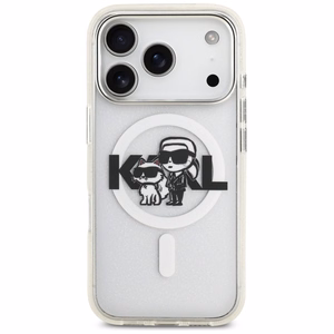 Karl Lagerfeld IML Glitter Karl & Choupette Sketch Logo MagSafe чехол для iPhone 17 Pro - прозрачный