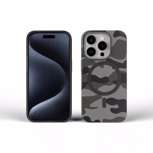 Dėklas telefonui FORCELL F-PROTECT su dviejų sluoksnių 4D technologija, militarinio kritimo testo suderinamas su MagSafe skirtas IPHONE 16 PLUS juodas kamufliažas