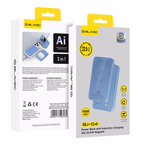 Blavec BJ-04 10000 mAh plonas magnetinis išorinis akumuliatorius su „MagSafe“, 13,5 mm, USB-C, 22,5 W, 3 viename (PBBJ04-MC5LB) (spalva: šviesiai mėlyna; stiklo apdaila)