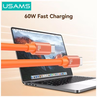 Laidas USAMS U97 60W USB-C į USB-C handstrap 30cm oranžinis