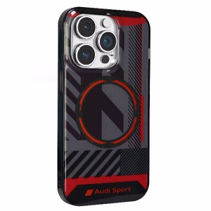 Audi IML Sportinis Magnetinis dėklas telefonui iPhone 14 Pro Max 6.7" juodas/juodas kietas dėklas AU-IMLMIP14PM-RSQ/D2-BK