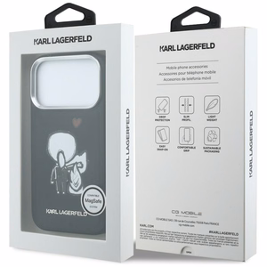 Karl Lagerfeld Karl & Choupette Back Logo MagSafe Dėklas for iPhone 17 Pro - juodas