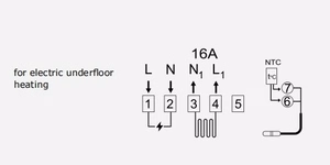 TUYA Programmable Heating Thermostat, Wi-Fi, 16A, 230VAC
