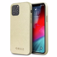 Guess GUHCP12LIGLGO iPhone 12 Pro Max 6.7" auksinis/auksinis kietas dėklas Iridescent