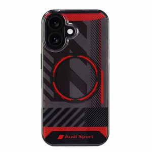 Audi IML Sport Magnetinis iPhone 16 6.1" juodas/juodas kietas dėklas AUS-IMLMIP16-RSQ/D2-BK