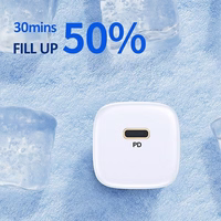 USAMS Tinklo įkroviklis 1xUSB-C T36 mini 20W + Laidas USB-C-Lightning baltas PD3.0 Fast Charging XFKXLOGTL02 (US-CC124+US-SJ484)