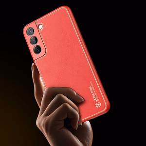 Dux Ducis Yolo elegantiškas dėklas iš ekologiškos odos Samsung Galaxy S22 + (S22 Plus) raudonas