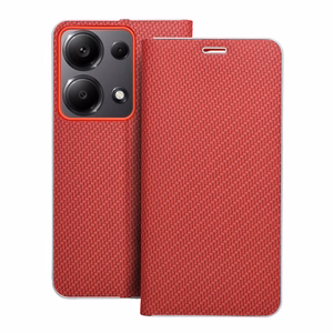 LUNA Book Carbon dėklas telefonui XIAOMI Redmi Note 13 Pro 4G / POCO M6 Pro 4G raudonas